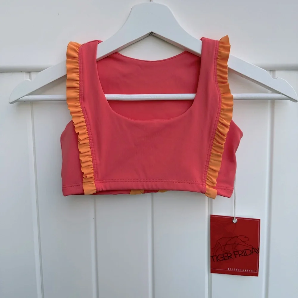 NWT Tiger Friday Dancewear Faye Reversible Crop Top Size CM Color Papaya - Picture 4 of 9